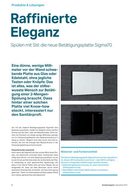 Kundenmagazin vom Dezember 2013 - Geberit