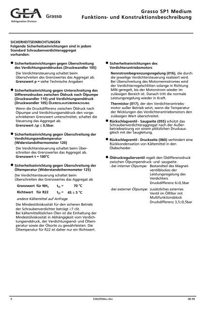 Grasso Schraubenverdichteraggregate SP1, SP2, SPDuo ...