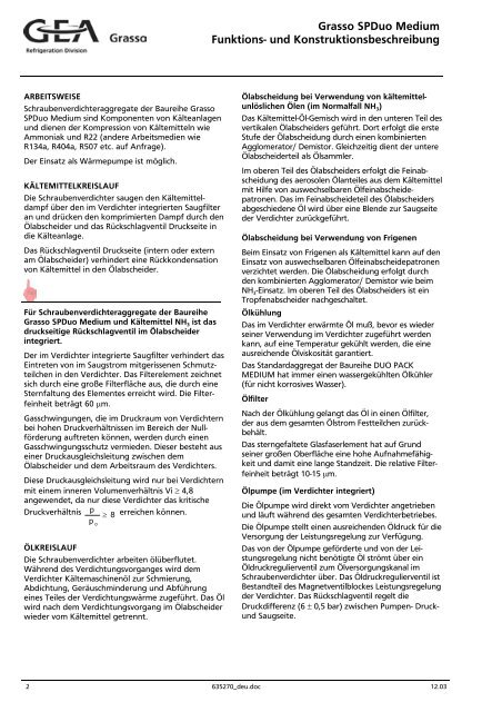 Grasso Schraubenverdichteraggregate SP1, SP2, SPDuo ...