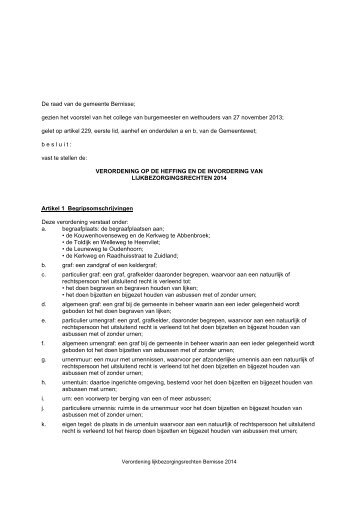 Verordening lijkbezorgingsrechten 2014.pdf - Gemeente Bernisse