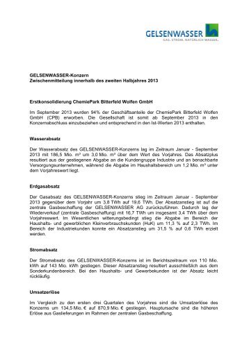 GELSENWASSER-Konzern Zwischenmitteilung ... - Gelsenwasser AG