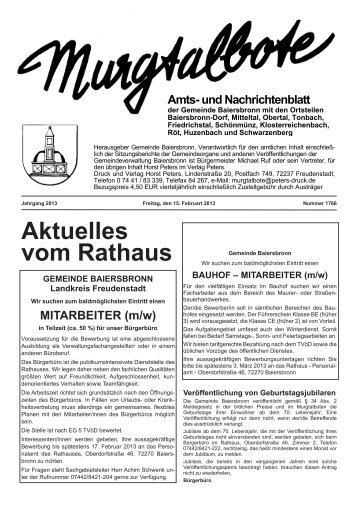ner egion. - Gemeinde Baiersbronn