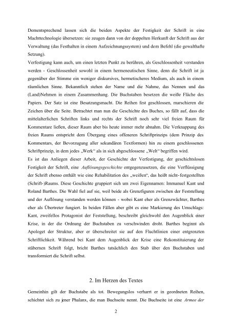 Kant, Barthes und die Festigkeit des Buchstabens - Freie Universität ...