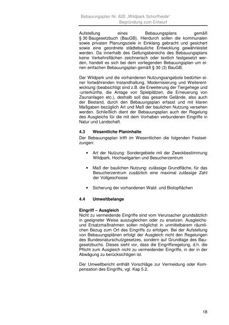 Bebauungsplan Nr. 620 „Wildpark Schorfheide“ Begründung zum ...