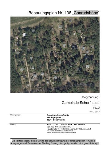 Bebauungsplan Nr. 136 „Conradshöhe“ - Gemeinde Schorfheide