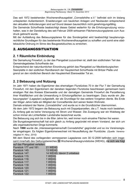 Bebauungsplan Nr. 136 „Conradshöhe“ - Gemeinde Schorfheide