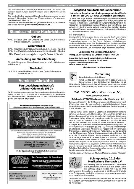 Amtsblatt KW 43 vom 24.10.2013 - Schönbrunn