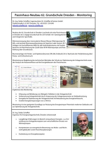 Passivhaus-Neubau 62. Grundschule Dresden - Monitoring