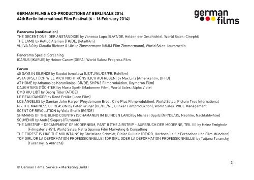 Press Release 10 August 2012 - German Films