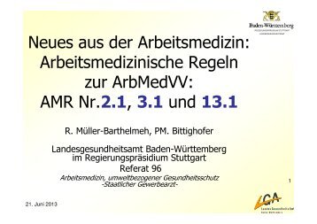 Bittighofer: Neue arbeitsmedizinische Richtlinien (PDF; 446 KB)