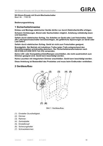 NV-Dimm-Einsatz mit Druck-Wechselschalter - Gira