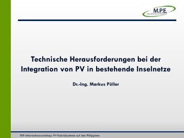 Technische Herausforderungen bei der Integration von PV in ... - GIZ