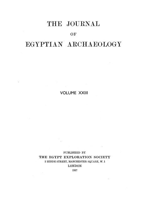 Journal of Egyptian Archaeology, vol. 23(1), 1937