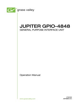 Jupiter GPIO-4848 General Purpose Interface Unit ... - Grass Valley