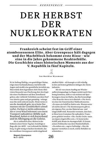 Artikel im lesefreundlichen Magazinformat als PDF ... - Greenpeace