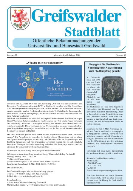 Stadtblatt - Hansestadt Greifswald