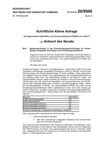 20/9500 Belegungssituation in den Erstversorgungseinrichtungen ...