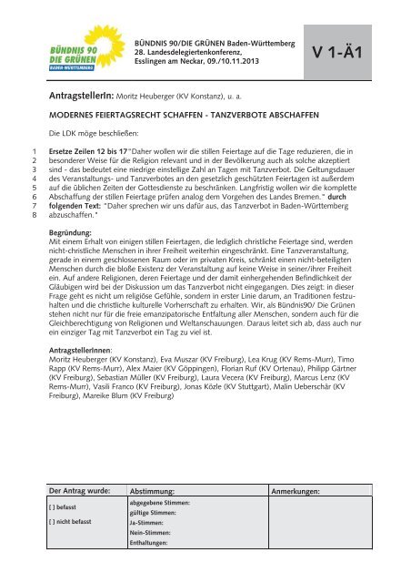 Tischvorlage der Delegiertenunterlagen (PDF) - BÜNDNIS 90/DIE ...