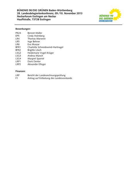 Tischvorlage der Delegiertenunterlagen (PDF) - BÜNDNIS 90/DIE ...