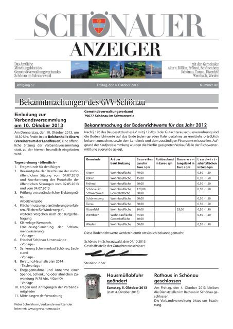 Einladung zur Verbandsversammlung am 10 ... - GVV Schönau