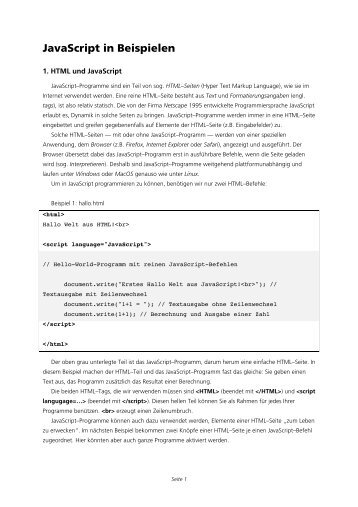 JavaScript in Beispielen