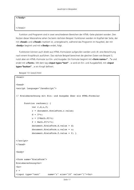 JavaScript in Beispielen