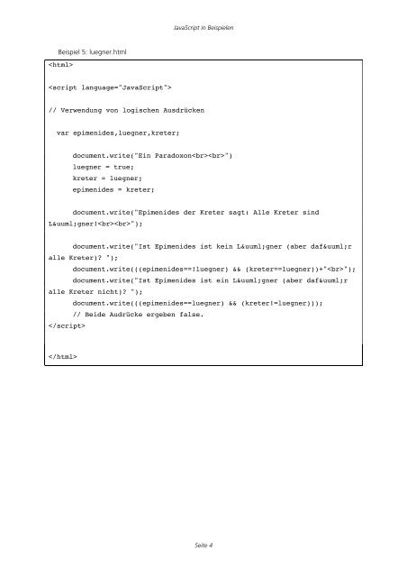 JavaScript in Beispielen