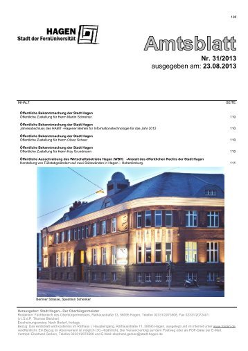 Nr. 31/2013 ausgegeben am: 23.08.2013 - Hagen