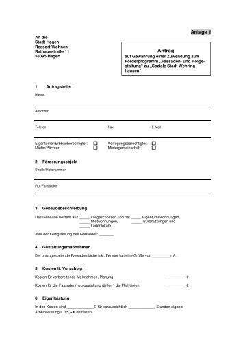 und Hofprogramm - Soziale Stadt Wehringhausen - Hagen