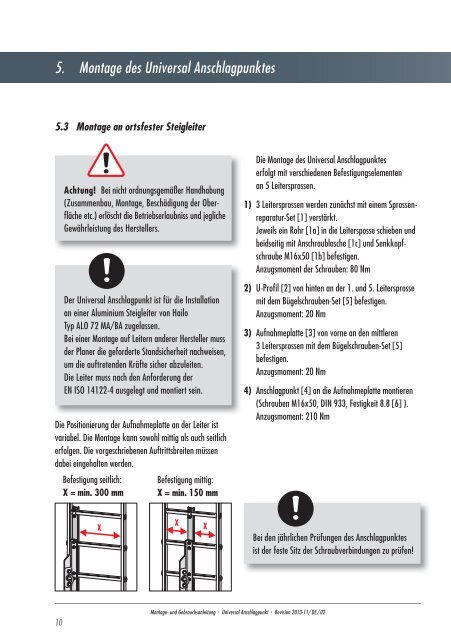 Montage- und Gebrauchsanleitung Universal Anschlagpunkt 115