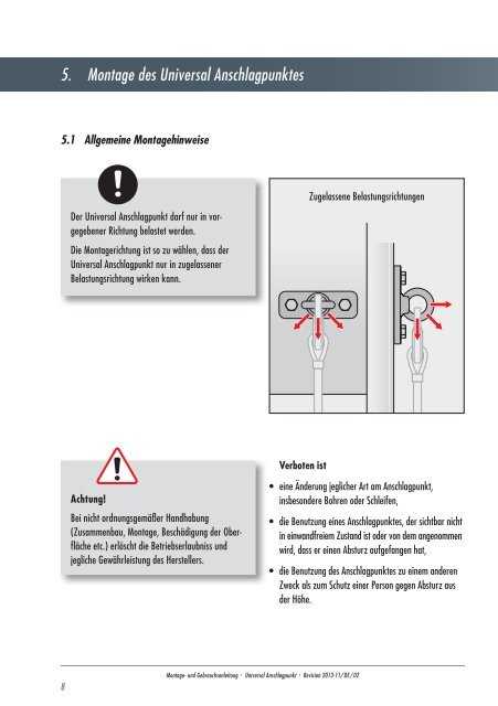 Montage- und Gebrauchsanleitung Universal Anschlagpunkt 115