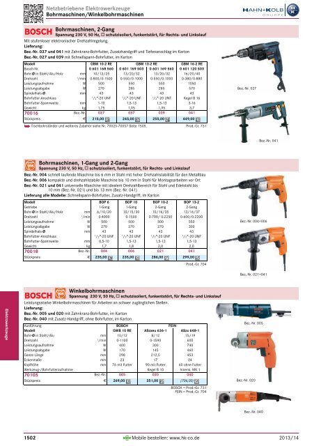 1. Katalog Elektrowerkzeuge und Maschinen - Hahn +Kolb ...