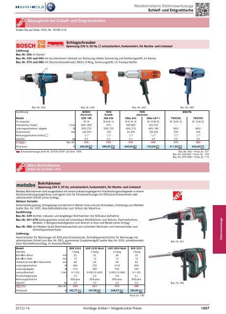 1. Katalog Elektrowerkzeuge und Maschinen - Hahn +Kolb ...