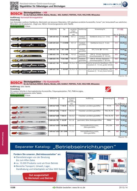 1. Katalog Elektrowerkzeuge und Maschinen - Hahn +Kolb ...