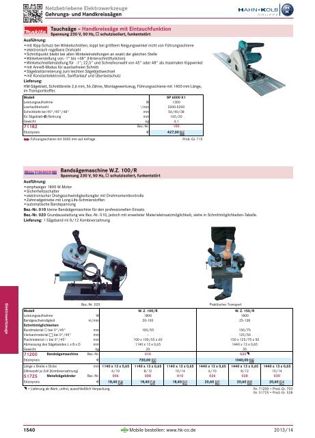 1. Katalog Elektrowerkzeuge und Maschinen - Hahn +Kolb ...