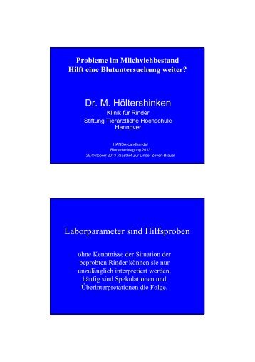 Vortrag Dr. Martin Höltershinken • Probleme im Milchviehbestand