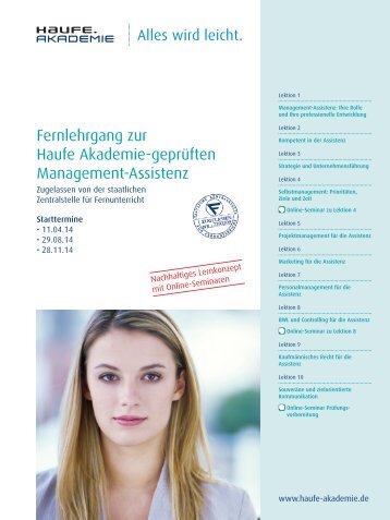 Fernlehrgang zur Haufe Akademie-geprüften Management-Assistenz