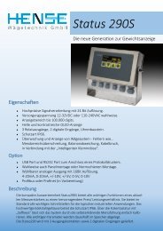 Datenblatt - "Status 290S" - Hense Wägetechnik GmbH