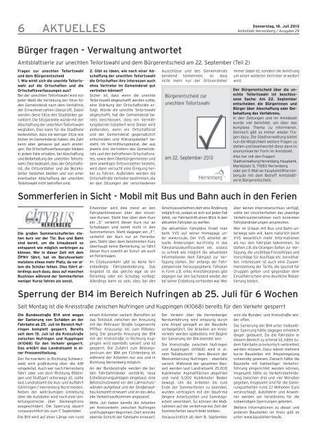 Artikel im Amtsblatt 29/2013 - Herrenberg