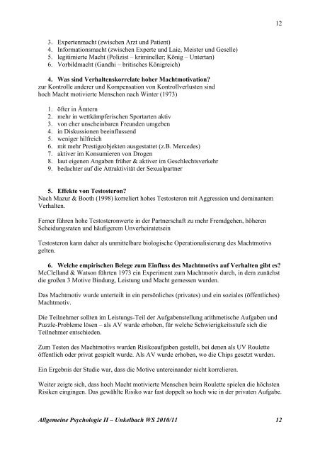 Skript zur Vorlesung „Allgemeine Psychologie II“ (Prof. Dr. Christian ...