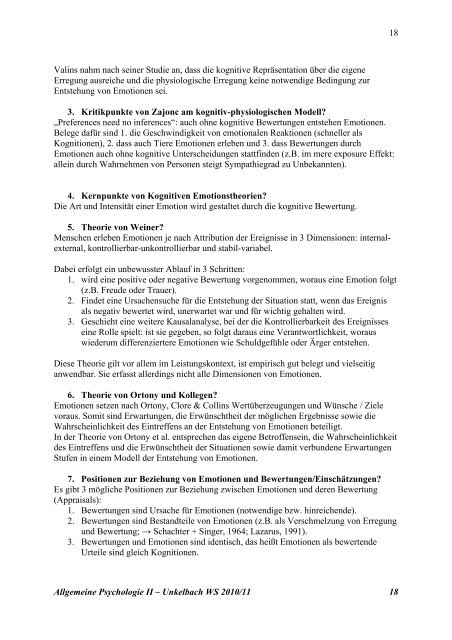 Skript zur Vorlesung „Allgemeine Psychologie II“ (Prof. Dr. Christian ...