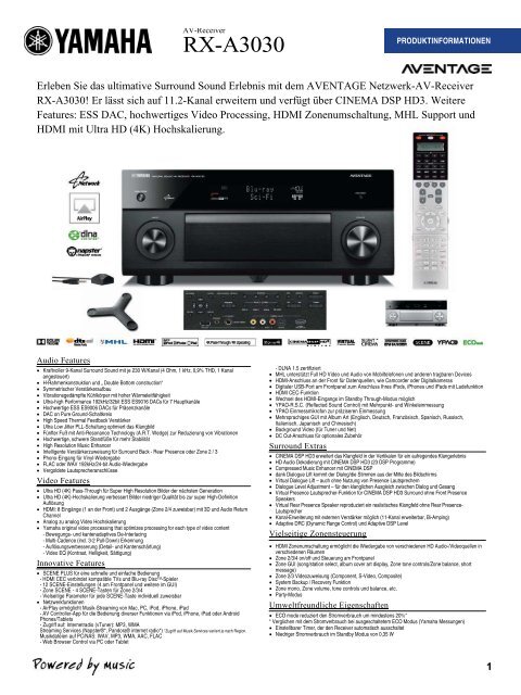 Datenblatt &quot;Yamaha RX-A3030&quot; (PDF) - HiFi im Hinterhof