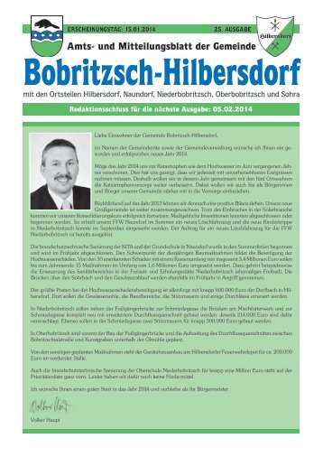 Amts- und Mitteilungsblatt der Gemeinde - Hilbersdorf