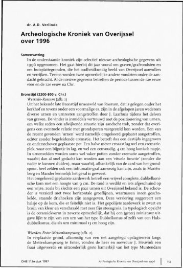 Archeologische Kroniek van Overijssel over 1996 - Historisch ...