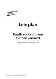 Lehrplan Kauffrau/Kaufmann E-Profil verkürzt