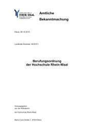 Berufungsordnung der Hochschule Rhein-Waal