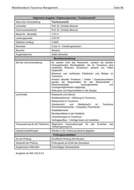 Modulhandbuch BA TO ALT Studinanfänger bis WS 2010/2011