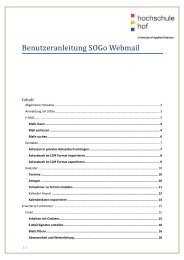 Benutzeranleitung SOGo Webmail - Hochschule Hof