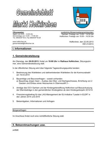 Gdeblatt 21 2013 - in Hofkirchen