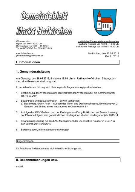 Gdeblatt 21 2013 - in Hofkirchen